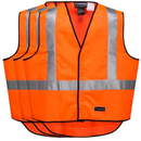 3x HUSKI Hi Vis Patrol Vest 3M Tape Safety Workwear High Visibility Bulk - Orange - M