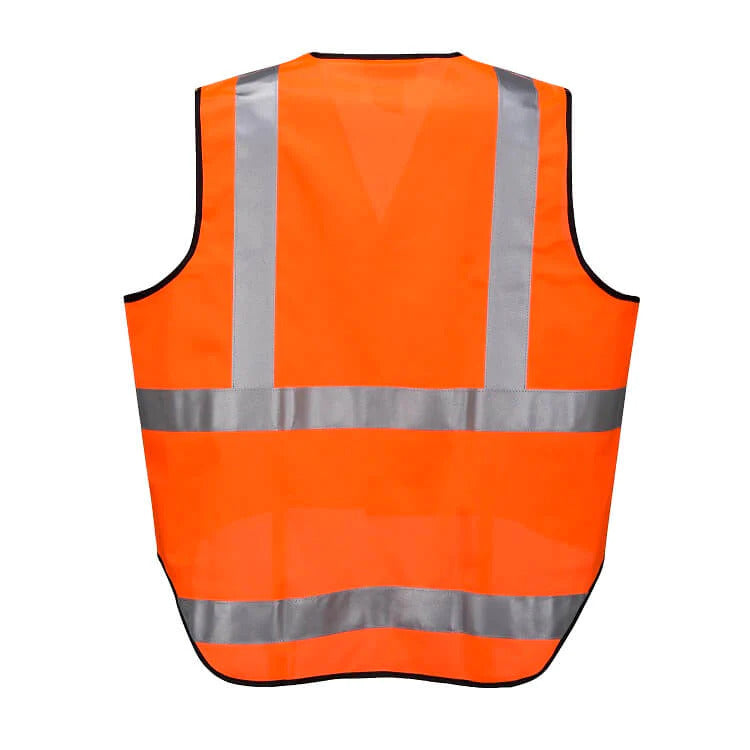 3x HUSKI Hi Vis Patrol Vest 3M Tape Safety Workwear High Visibility Bulk - Orange - M