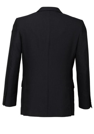Mens Single Breasted 2 Button Suit Jacket Work Business - Pin Striped - Black - 127
