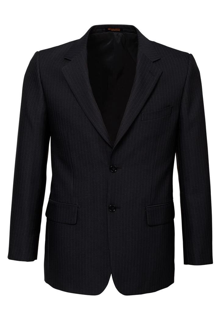 Mens Single Breasted 2 Button Suit Jacket Work Business - Pin Striped - Black - 132
