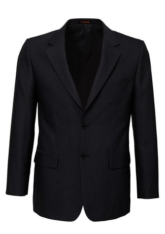 Mens Single Breasted 2 Button Suit Jacket Work Business - Pin Striped - Black - 137