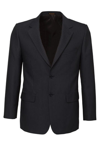 Mens Single Breasted 2 Button Suit Jacket Work Business - Pin Striped - Black - 137
