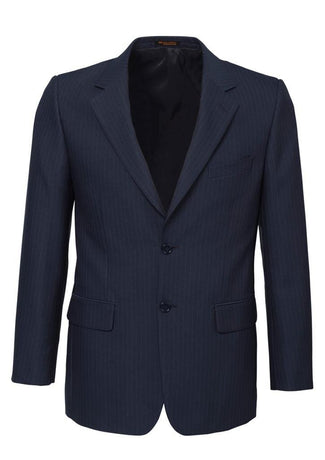 Mens Single Breasted 2 Button Suit Jacket Work Business - Pin Striped - Navy - 102