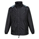 HUSKI STRATUS RAIN JACKET Waterproof Workwear Concealed Hood Windproof Packable - Black - 5XL