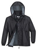 HUSKI STRATUS RAIN JACKET Waterproof Workwear Concealed Hood Windproof Packable - Black - 5XL