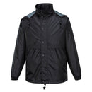 HUSKI STRATUS RAIN JACKET Waterproof Workwear Concealed Hood Windproof Packable - Black - S