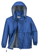 HUSKI STRATUS RAIN JACKET Waterproof Workwear Concealed Hood Windproof Packable - Cobalt - XXL