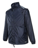 HUSKI STRATUS RAIN JACKET Waterproof Workwear Concealed Hood Windproof Packable - Navy Blue - 4XL