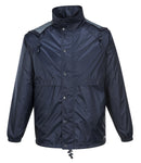 HUSKI STRATUS RAIN JACKET Waterproof Workwear Concealed Hood Windproof Packable - Navy Blue - 4XL