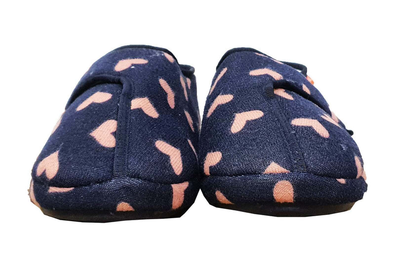 ARCHLINE Orthotic Plus Slippers Closed Scuffs Pain Relief Moccasins - Navy Hearts - EU 36
