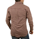 Mens Long Sleeve Flannelette Shirt 100% Cotton Flannel - Burgundy Check - S