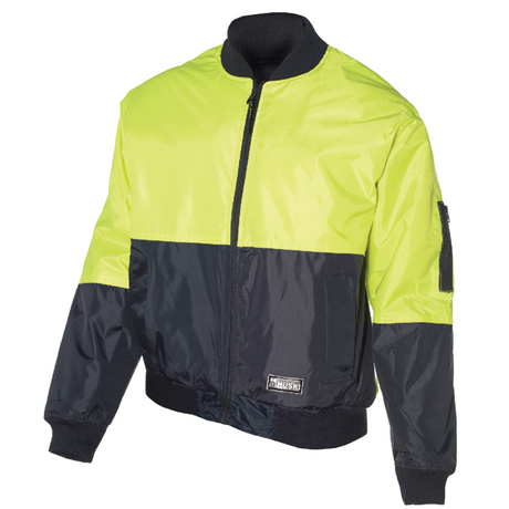 HUSKI 3M Flyer Fully Waterproof Bomber Jacket Hi Vis Work Quilted Lining - Yellow - XL (107)