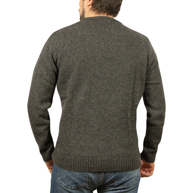 100% SHETLAND WOOL CREW Round Neck Knit JUMPER Pullover Mens Sweater Knitted