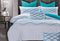 Super King Size White and Turquoise Blue Quilt Cover Set (3PCS)