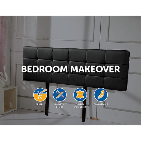 PU Leather King Bed Deluxe Headboard Bedhead - Black