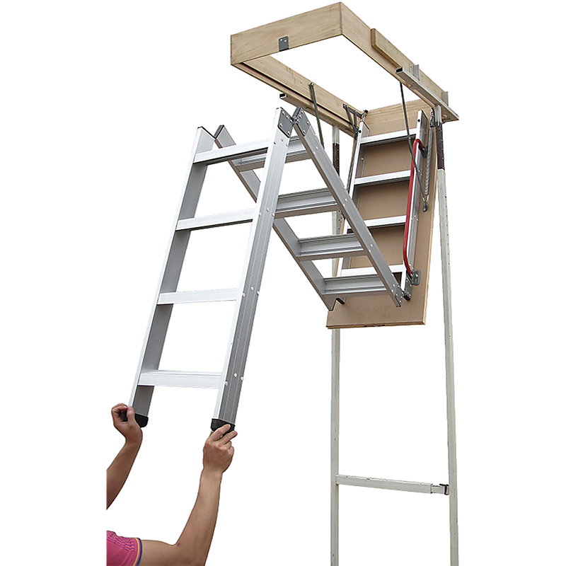 Deluxe Aluminium Attic Loft Ladder - 2700mm to 3050mm