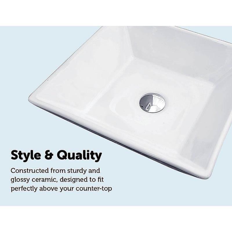 Bathroom Ceramic Rectangular Above Countertop Basin for Vanity