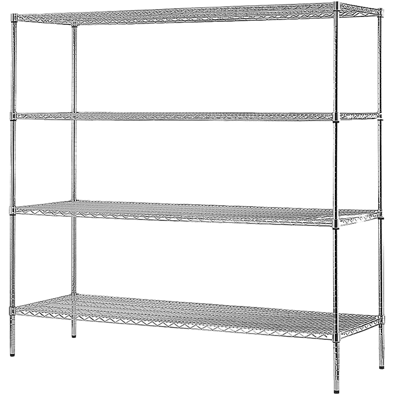 Modular Chrome Wire Storage Shelf 1500 x 450 x 1800 Steel Shelving