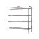 Modular Chrome Wire Storage Shelf 1500 x 450 x 1800 Steel Shelving