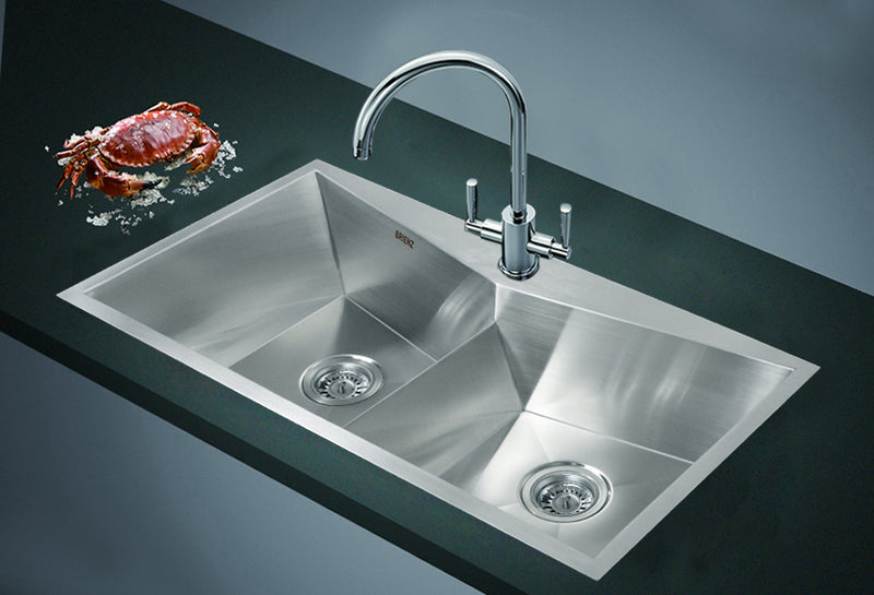 850x450mm Handmade Stainless Steel Topmount Kitchen Laundry Sink with Waste