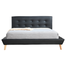Double PU Leather Deluxe Bed Frame Black