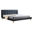 King PU Leather Deluxe Bed Frame Black