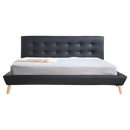 King PU Leather Deluxe Bed Frame Black