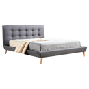 Queen Linen Fabric Deluxe Bed Frame Grey