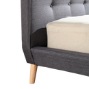 Queen Linen Fabric Deluxe Bed Frame Grey
