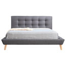 Queen Linen Fabric Deluxe Bed Frame Grey