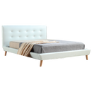 Queen PU Leather Deluxe Bed Frame White