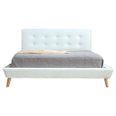 Queen PU Leather Deluxe Bed Frame White