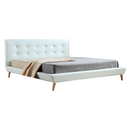 King PU Leather Deluxe Bed Frame White