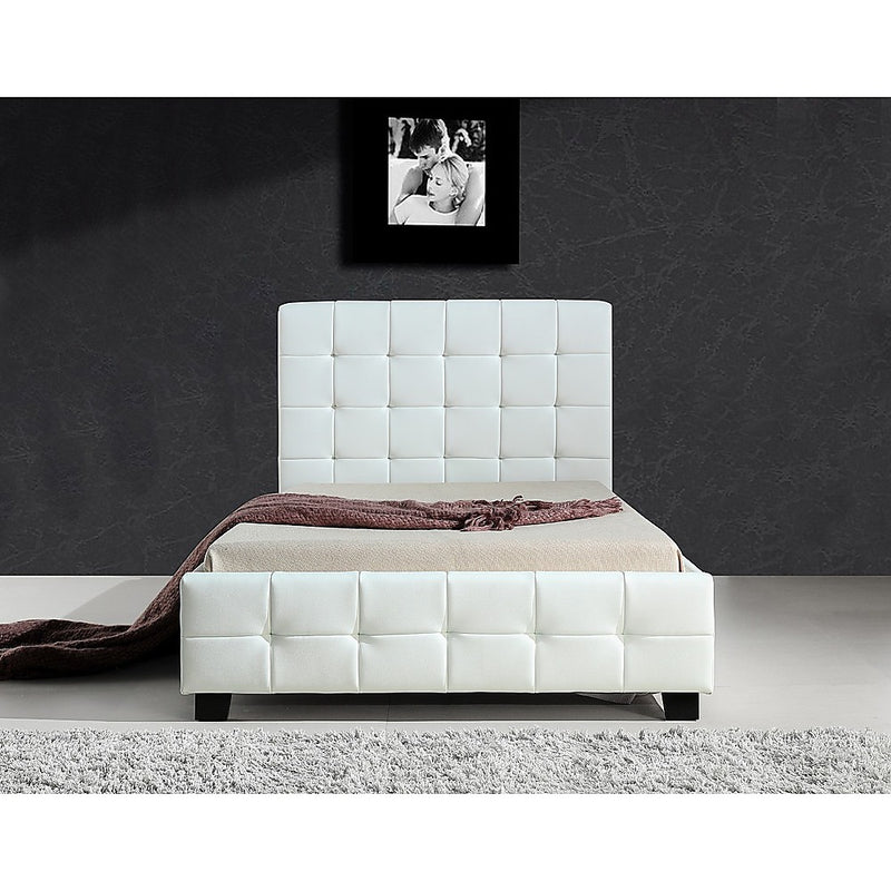 King Single PU Leather Deluxe Bed Frame White