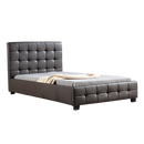 King Single PU Leather Deluxe Bed Frame Brown