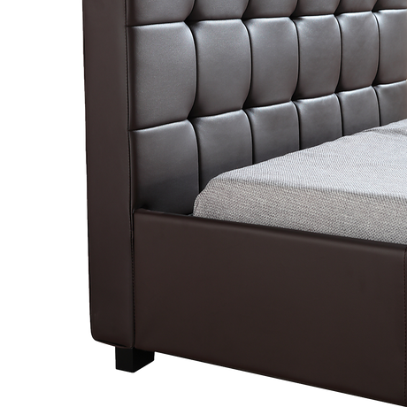 King Single PU Leather Deluxe Bed Frame Brown