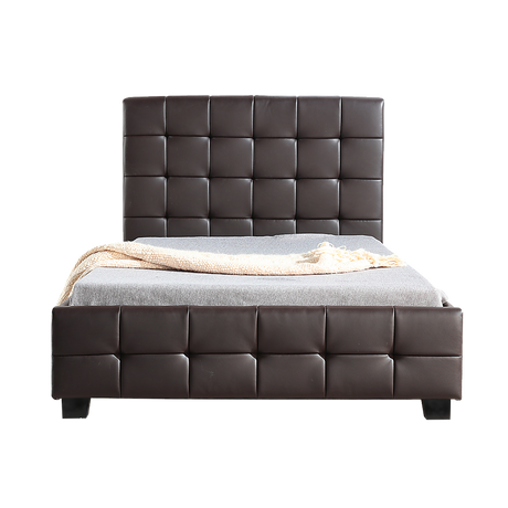 King Single PU Leather Deluxe Bed Frame Brown