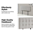 Linen Fabric Double Bed Deluxe Headboard Bedhead - Beige