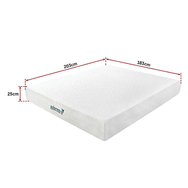 Palermo King 25cm Gel Memory Foam Mattress  - Dual-Layered  - CertiPUR-US Certified