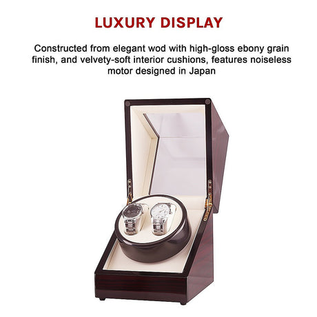 Automatic Dual Watch Winder Wood Display Box Case Motor Rotation Storage