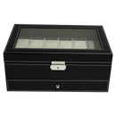 12 Grids Watch Display Case Leather jewellery Storage Box Organiser Lock Key