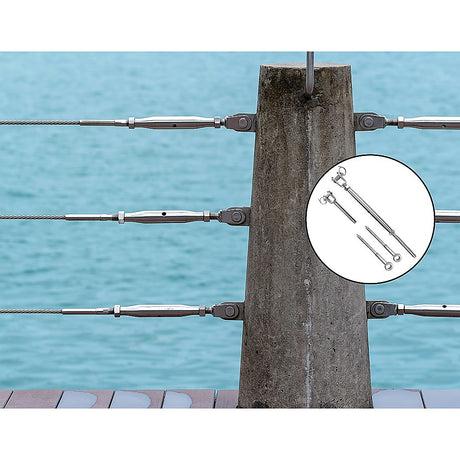Stainless Steel Wire Rope DIY Balustrade Kit Jaw/Swage Fork Turnbuckle - 10 pack
