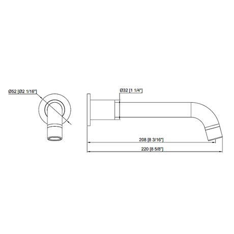 220mm Bath Spout Polished Chrome Finish