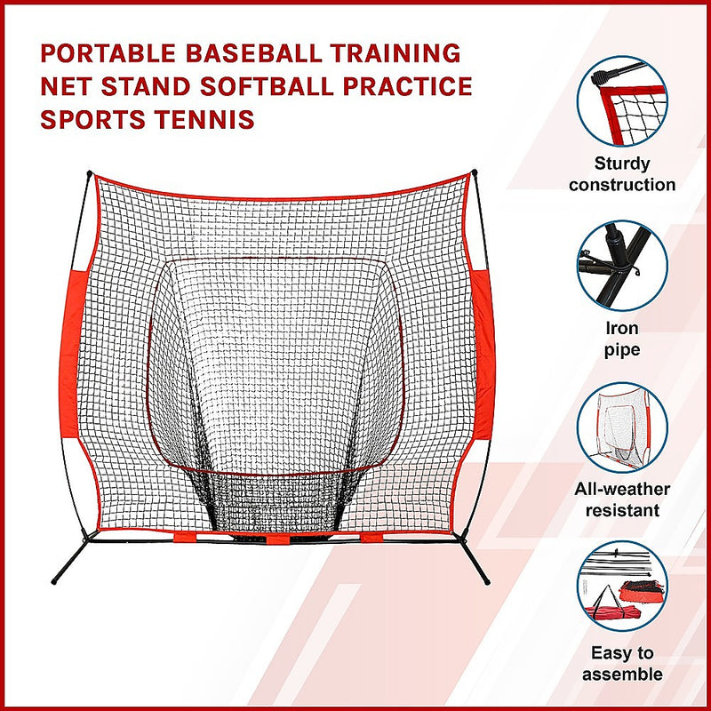 Portable Baseball Training Net Stand Softball Practice Sports Tennis