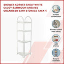 Shower Corner Shelf White Caddy Bathroom Shelves Organiser Bath Storage Rack 4
