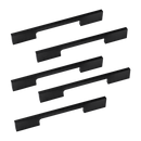 5 x 128mm Kitchen Handle Cabinet Cupboard Door Drawer Handles square Black furniture pulls