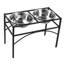Dual Elevated Raised Pet Dog Puppy Feeder Bowl Stainless Steel Food Water Stand