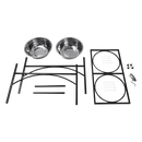 Dual Elevated Raised Pet Dog Puppy Feeder Bowl Stainless Steel Food Water Stand