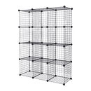 12 Cube Wire Grid Organiser Bookcase Storage Cabinet Wardrobe Closet Black