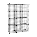 12 Cube Wire Grid Organiser Bookcase Storage Cabinet Wardrobe Closet Black
